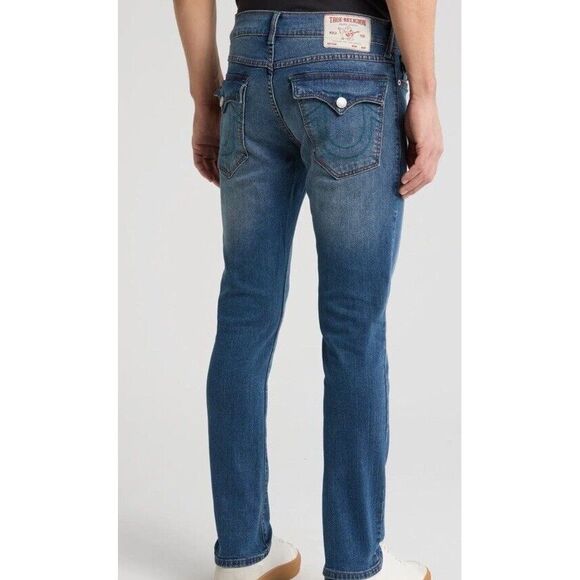 New $159 True Religion ROCCO FLAP Relaxed Skinny JEANS 700062 Medium Harvest‎ 33 - Picture 1 of 9